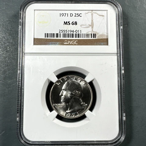 1971-D 25C Washington Quarter, NGC MS68, Top Pop of only 7 (74738) Cover