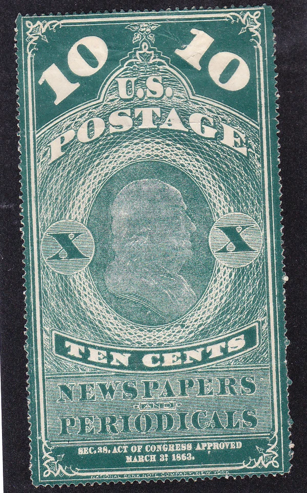 US Scott PR2 old 10c Newspapers & Periodicals stamp M/NGAI CV $300 - Image 1 of 1