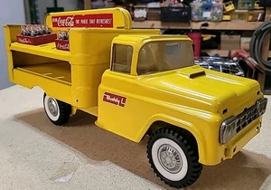 Yellow Buddy L Pressed Steel Coca Cola Delivery Truck , Wood Crates, Bottles Vtg - Picture 1 of 12