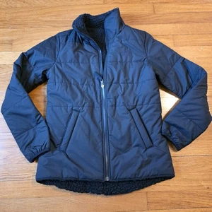North Face Merriewood Reversible Jacket Women XS Sherpa Fleece Black - Picture 1 of 9