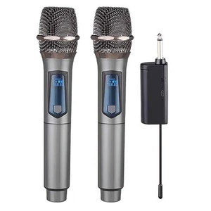 Drahtloses Mikrofon UHF professionelles Handmikrofonsystem Empfänger Karaoke 2er-Pack - Bild 1 von 14