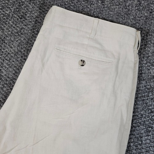 OFF WHITE Abito pantalone Alan Flusser misto lino plissettato davanti bianco sporco 40x32