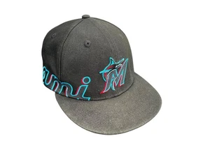 Miami Marlins New Era Arch 59FIFTY Fitted Hat - Black Size 6 7/8 - Picture 1 of 9