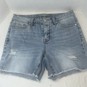 Seven7 Weekend Shorts 8 Light Wash Denim Ripped Raw Hem Women's - Picture 1 of 4