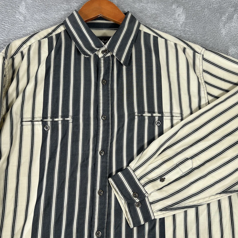 Quiksilver Shirt Mens XL Silver Edition Striped Button Up Long Sleeve Retro - Image 1 of 4