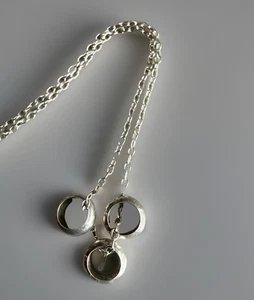Vintage Italian Minimalist Sterling Silver Chain & Three Rings, 18” - Picture 1 of 6