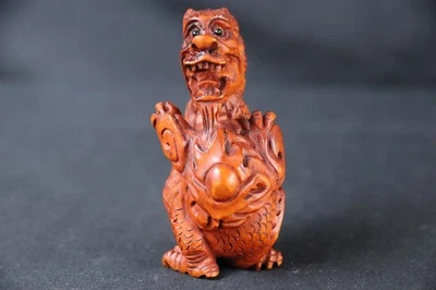 Винтажный японский резной деревянный окимоно «Дракон» - Изображение 1 из 4