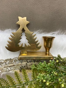 Vintage Messing Weihnachtsbaum Kerzenständer - Bild 1 von 7