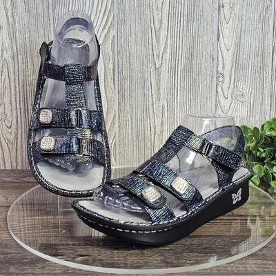 Sandalias Alegria Kleo KLE-292 Mujer 38 Negro Cuero Metálico Ajustable Comodidad Foto 1 de 4