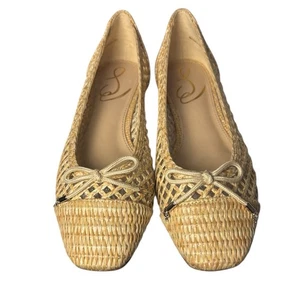 Neu Sam Edelman May Raffia Ballerinas natur gewebt Größe 6 neutrale Schleife - Bild 1 von 8
