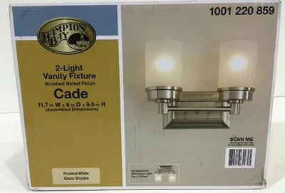 Hampton Bay Cade 2 лампы матовый никель туалетный столик свет новый - Изображение 1 из 3