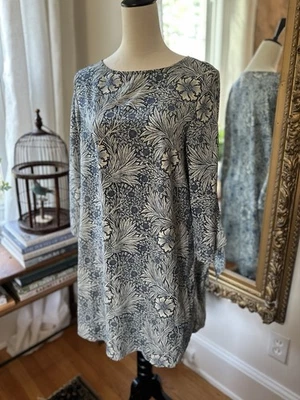 Vestido William Morris Estampado H&M Azul Talla 8 Silencioso Lujo Estilo Museo Vestido Foto 1 de 4