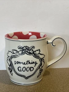 Anthropologie SOMETHING GOOD Molly Hatch Kaffeetasse BECHER rot weiß gepunktet SCHÖN - Bild 1 von 4