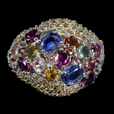 Кольцо из стерлингового серебра 925 пробы с овальным кианитом сапфиром турмалином драгоценным камнем ювелирный размер  - Изображение 1 из 4