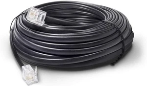 50 FT Feet Modular Phone Line Cord - High Quality 2 Conductor - Black - 1 Pack - Picture 1 of 8