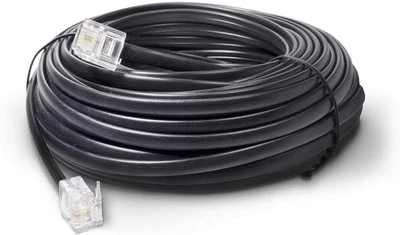 50 FT Feet Modular Phone Line Cord - High Quality 2 Conductor - Black - 1 Pack - Image 1 of 4