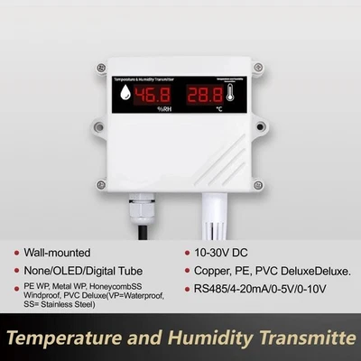 Temp Humidity Sensor IP65 Wall Mount RS485 4-20mA LCD Transmitter Industrial - Image 1 of 4