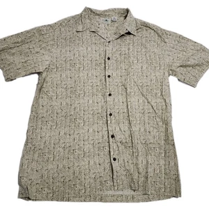 L.L. Bean Large Tall L Mens Long Sleeve Shirt Tan Brown Aztec Pattern 0 PN43 - Picture 1 of 4