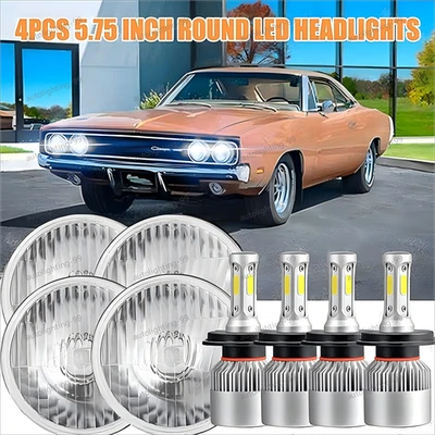 Круглые светодиодные фары дальнего/ближнего света для Dodge Charger 1966-1974 годов выпуска 5,75 дюйма - Изображение 1 из 4