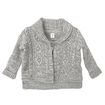 Gap Baby Toddler Girl's Size 2T Heather Gray Chunky Cable Knit Cardigan Sweater - Image 1 of 4