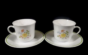 Corning Corelle Spring Meadow Set of 2 Coffee or Tea Cups with Saucers - Picture 1 of 11