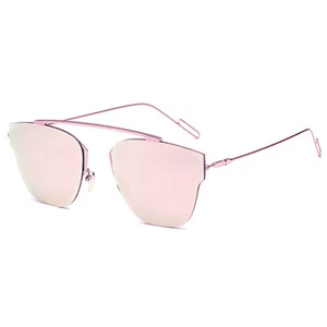 86013 C4 CATEYE FASHION SUNGLASSES METAL PINK ROSE FRAME PINK ROSE MIRROR LENS - Picture 1 of 3