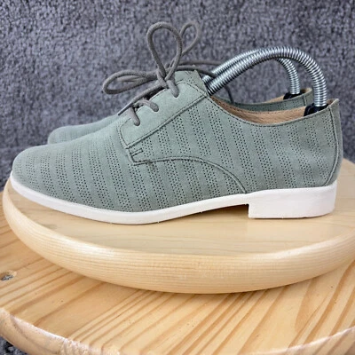 Zapato Derby Born Passi Mujer Talla 8 Gamuza Verde Cuero Perforado Oxford Con Cordones Foto 1 de 4