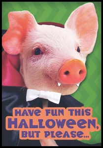 Tarjeta de felicitación - Cerdo - Halloween - 0096 - Imagen 1 de 2
