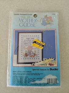 Bucilla Real Mother Goose Mary's Little Lamb Stamped Cross Stitch Sampler Sealed - Picture 1 of 3