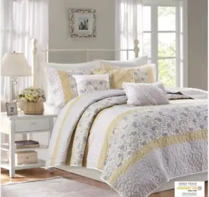 Madison Park Dawn 6 Piece Cotton Percale Quilt Set with Throw Pillows - Picture 1 of 3
