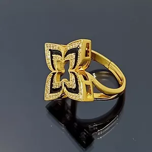 18K Gold Filled Stunning Italian Simulated Diamond 18ct GF Ring Size 8 - Picture 1 of 16