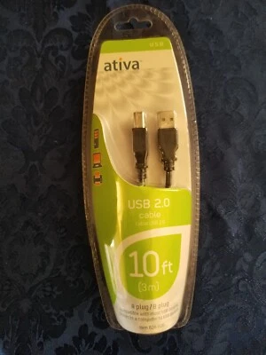 Ativa USB 2.0 Cable 10 Ft (3m) New Sealed  Item 828-625 A Plug / B Plug - Image 1 of 4