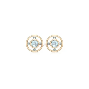 Natural Blue Topaz Gemstone with Gold Plated 925 Sterling Silver Cufflink #2026 - Picture 1 of 3
