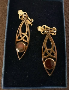 INTERESTING VINTAGE CELTIC CLIP-ON COPPER EARRINGS - Bild 1 von 2