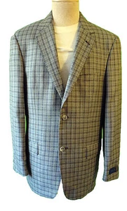 IBIZA Wool SILK woven plaid sport blazer NEW beige black blue 40r nordstrom - Picture 1 of 7