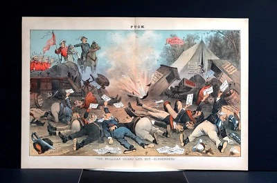 Mulligan Guard Surrender Reform 1884 TAMMANY RECLAM AGENCY DEAD BATTLEFIELD Puck Foto 1 de 4