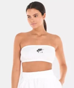 Nike Air Pique Bandeau Tube Top Size L Strapless Embroidered Logo - Picture 1 of 5