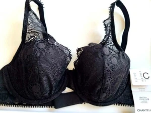 Neu mit Etikett Chantelle 15F7 DAY TO NIGHT SCHWARZER PLUNGE-BH MIT SPITZE 36C - Bild 1 von 2