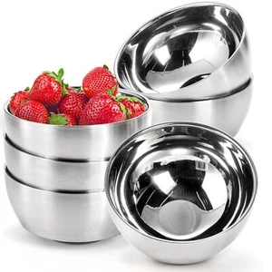 6 Pack Small 304 Stainless Steel Bowls, 16 OZ Double-walled Insulated Metal B... - Picture 1 of 9