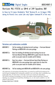 Hurricane Mk.I P3576 as GN•A of 249 Sqn, RAF  – 1/24 scale Singles & Specials - Bild 1 von 4