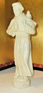 St. Francis Of Assisi White alabaster Statue Figurine 9''' - Picture 1 of 3