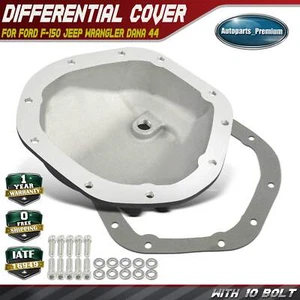 Rear Black Aluminum Differential Cover w/Gasket & Drain Plug for Dana 44 10-Bolt - Picture 1 of 11
