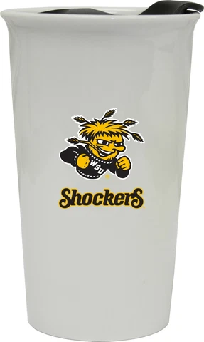 Wichita State Shockers Double Walled Ceramic Tumbler Set-NCAA Travel Mug 2pk Cover