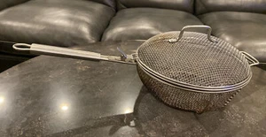 Stainless Mesh Roasting Basket Pan Lid BBQ Camp Peanuts Coffee Beans Vegetables - Picture 1 of 12