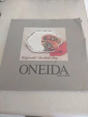 Oneida Chippendale Silverplate Sandwich Tray In Original Box - Image 1 of 3