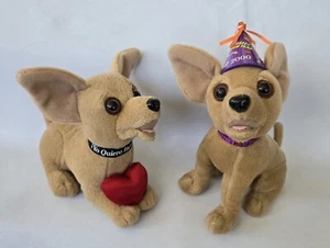 Taco Bell Plush Chihuahuas, Happy New Year 2000 + Red Satin Heart, No Sound - Picture 1 of 14
