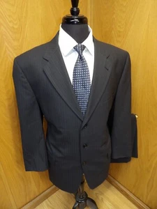 Joseph Abboud   Mens Suit 44r 38 X 28 Dark Gray Stripe 100% Wool   T#16 - Picture 1 of 8