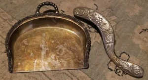 Antiker Butler Krümelfänger Silber gelötet & vergoldet mit Bürste - Bild 1 von 8