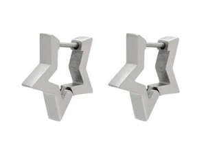 Edelstahl Ohrringe Stern Klapp Creolen 15,5mm silber Damen Herren Huggie - Bild 1 von 2