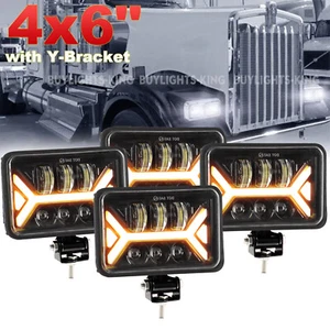 4PCS 4x6" LED Headlights Hi/Lo/DRL Headlamps + Brakets KIT For Chevrolet Camaro - Picture 1 of 16